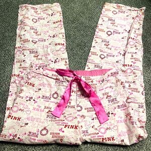 Vintage Y2K Victoria's Secret Pink Wide Leg Cotton Pajama Lounge Pants Size S